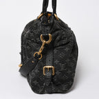 Louis Vuitton Handbag Monogram Denim Neo Cabby GM Black Leather 2-Way — view 4