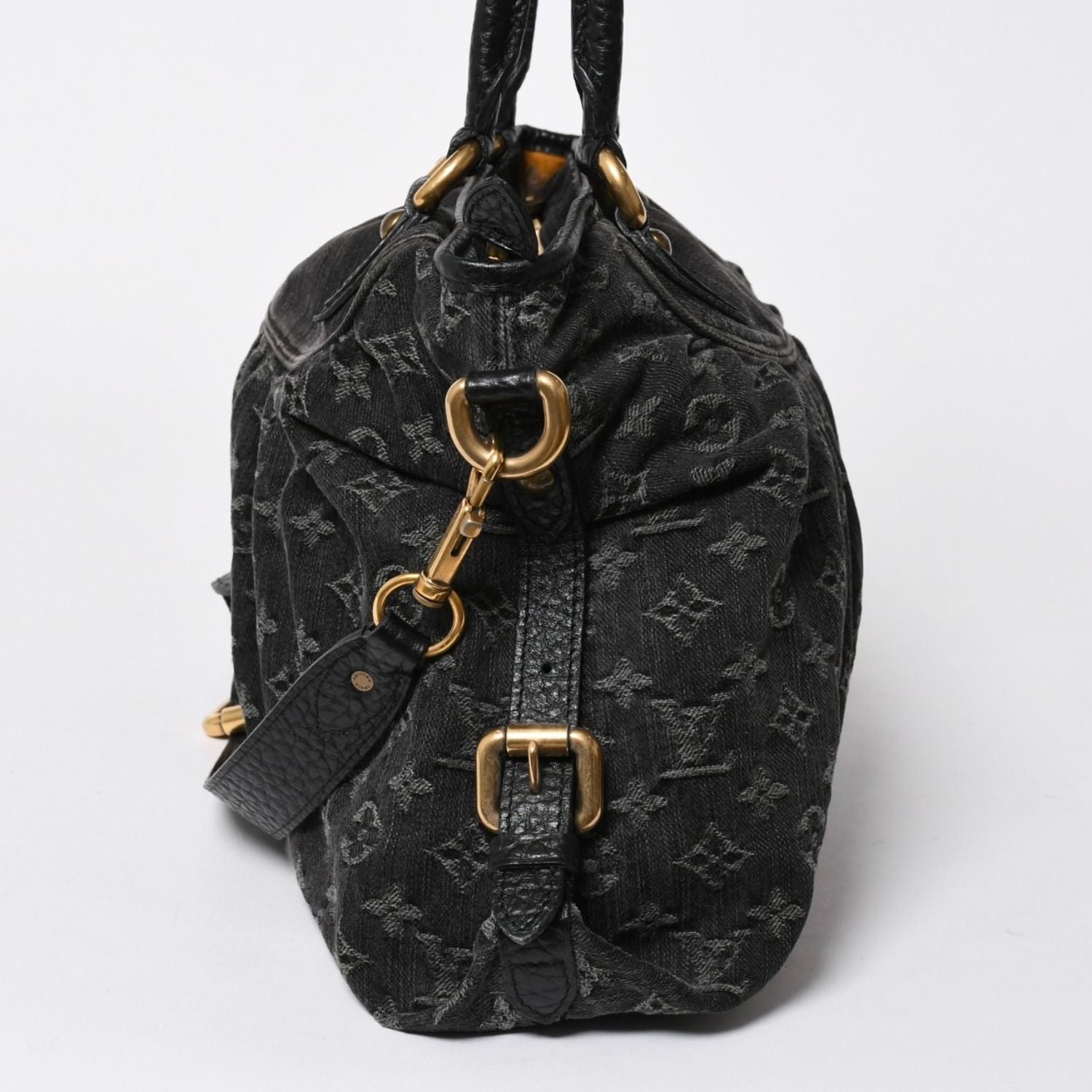 Louis Vuitton Handbag Monogram Denim Neo Cabby GM Black Leather 2-Way — view 4