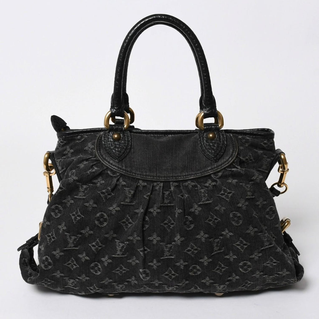 Louis Vuitton Handbag Monogram Denim Neo Cabby GM Black Leather 2-Way — view 2