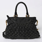 Louis Vuitton Handbag Monogram Denim Neo Cabby GM Black Leather 2-Way — view 2
