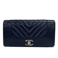 Chanel Wallet Mademoiselle Flap Blue Logo