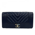 Chanel Wallet Mademoiselle Flap Blue Logo