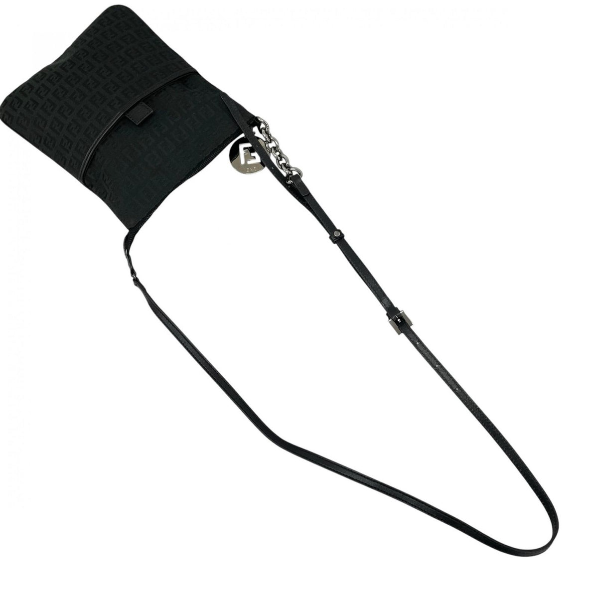 Fendi Shoulder Bag Zucchino Black FF Logo — view 6