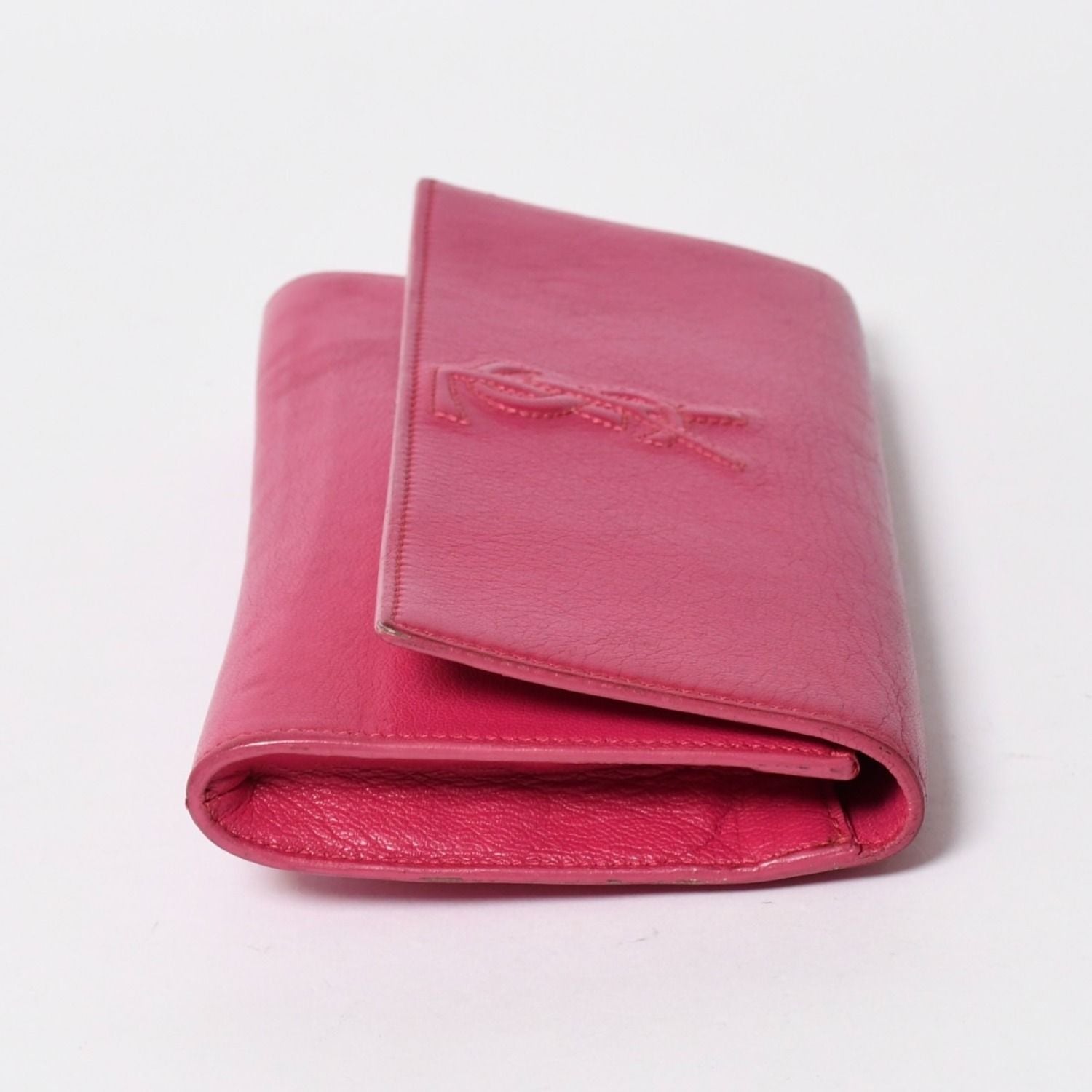 Saint Laurent Belle de Jour Clutch Fuchsia Pink Silver — view 3