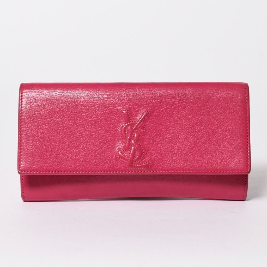 Saint Laurent Belle de Jour Clutch Fuchsia Pink Silver