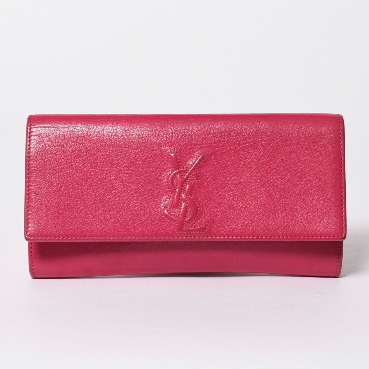 Saint Laurent Belle de Jour Clutch Fuchsia Pink Silver