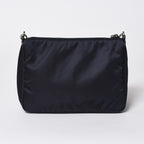Prada Shoulder Bag Triangle Logo Nylon Leather Navy Silver — view 2