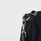 Prada Shoulder Bag Triangle Logo Nylon Leather Navy Silver — view 5
