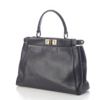 Fendi Peekaboo Regular Leopard 2-Way Handbag Black — view 2