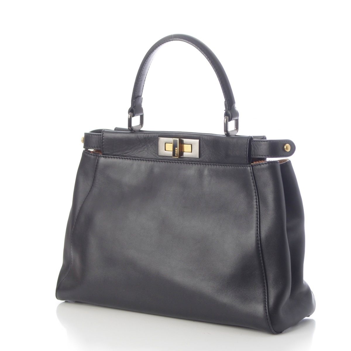 Fendi Peekaboo Regular Leopard 2-Way Handbag Black — view 2