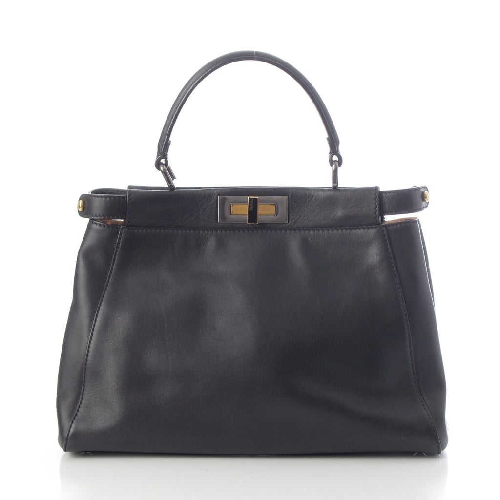 Fendi Peekaboo Regular Leopard 2-Way Handbag Black — view 4