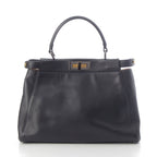 Fendi Peekaboo Regular Leopard 2-Way Handbag Black — view 4