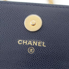 Chanel Quilted Mini Caviar Leather Coco Buttons Chain Shoulder Bag Navy — view 7