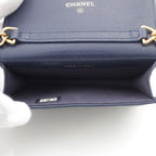 Chanel Quilted Mini Caviar Leather Coco Buttons Chain Shoulder Bag Navy — view 6