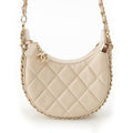 Chanel Quilted Mini Hobo Chain Leather Shoulder Bag Ivory