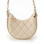 Chanel Quilted Mini Hobo Chain Leather Shoulder Bag Ivory