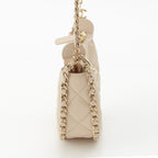 Chanel Quilted Mini Hobo Chain Leather Shoulder Bag Ivory — view 3