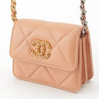 Chanel 19 Mini Lambskin Shoulder Bag Pink Beige — view 2