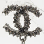Chanel CC Logo Rhinestone Pearl Earrings Black — view 3