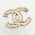 Chanel CC Logo Rhinestone Brooch Gold — view 2