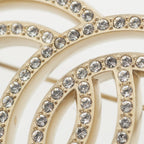 Chanel CC Logo Rhinestone Brooch Gold — view 3
