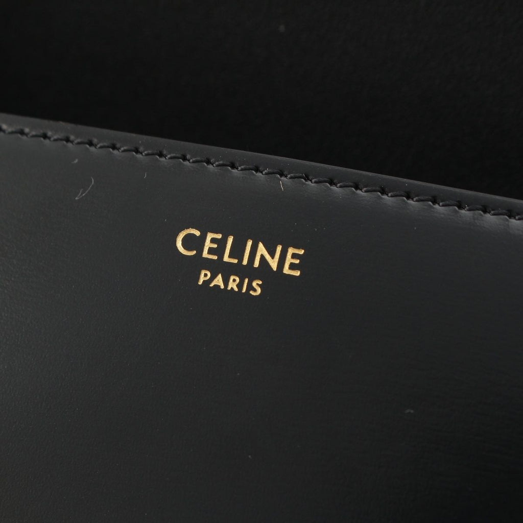Celine Triomphe Claude Shiny Calfskin Shoulder Bag Black — view 8