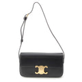 Celine Triomphe Claude Shiny Calfskin Shoulder Bag Black