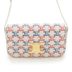 Celine Triomphe Claude Tennis Calfskin Small Shoulder Bag White Blue — view 2