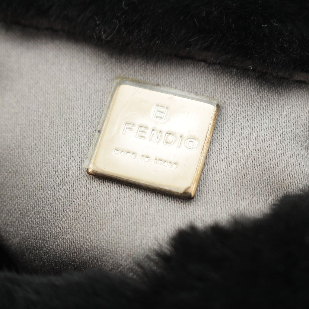 Fendi Mamma Mini Croissant Fur FF Fur Pouch Black — view 7