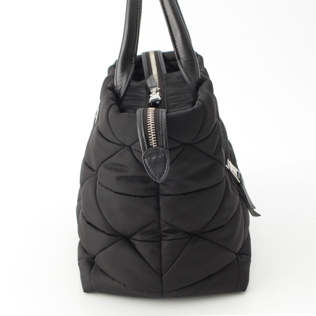 Prada Re-Nylon Padded Nylon Triangle Logo 2-Way Medium Tote Black — view 3