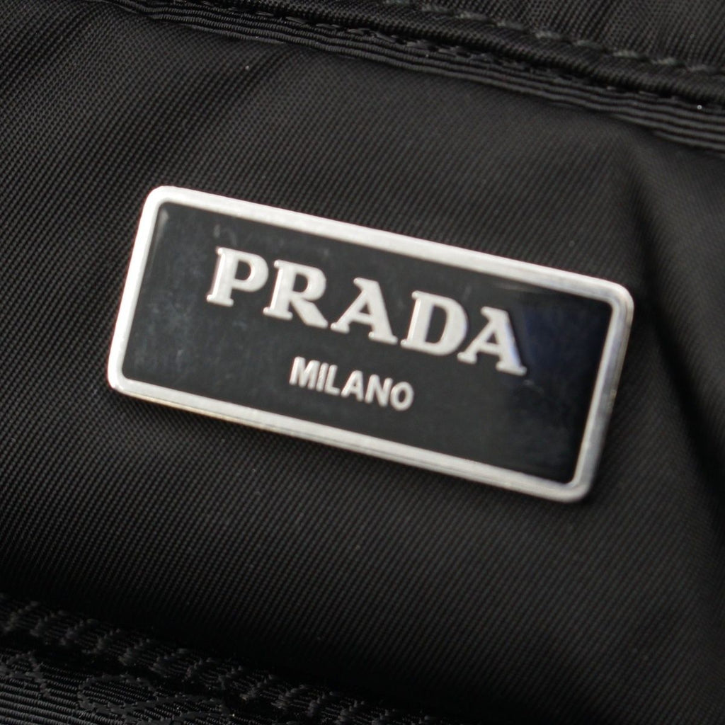 Prada Re-Nylon Padded Nylon Triangle Logo 2-Way Medium Tote Black — view 7