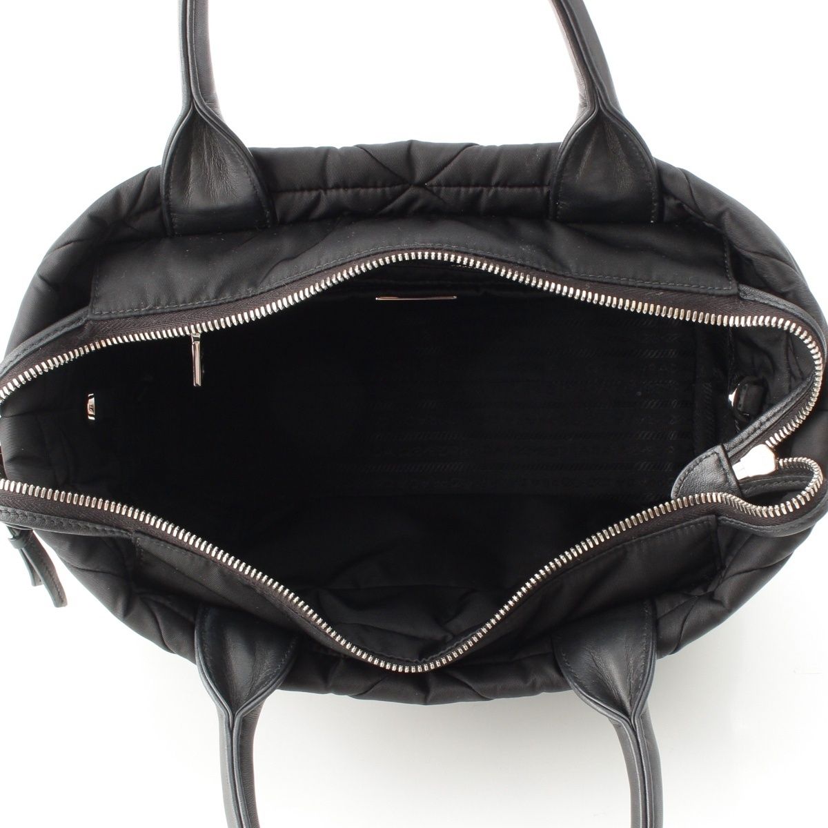 Prada Re-Nylon Padded Nylon Triangle Logo 2-Way Medium Tote Black — view 6