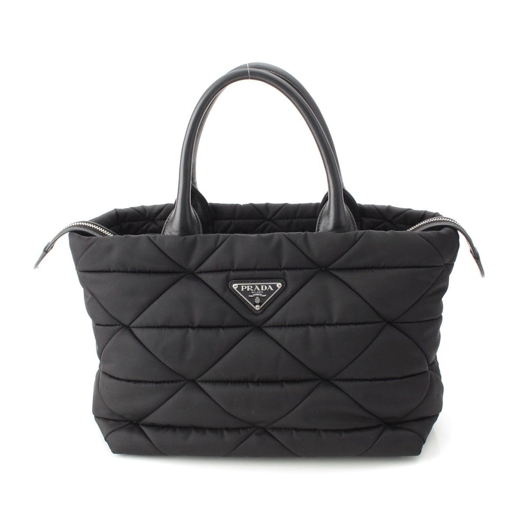 Prada Re-Nylon Padded Nylon Triangle Logo 2-Way Medium Tote Black