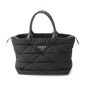 Prada Re-Nylon Padded Nylon Triangle Logo 2-Way Medium Tote Black