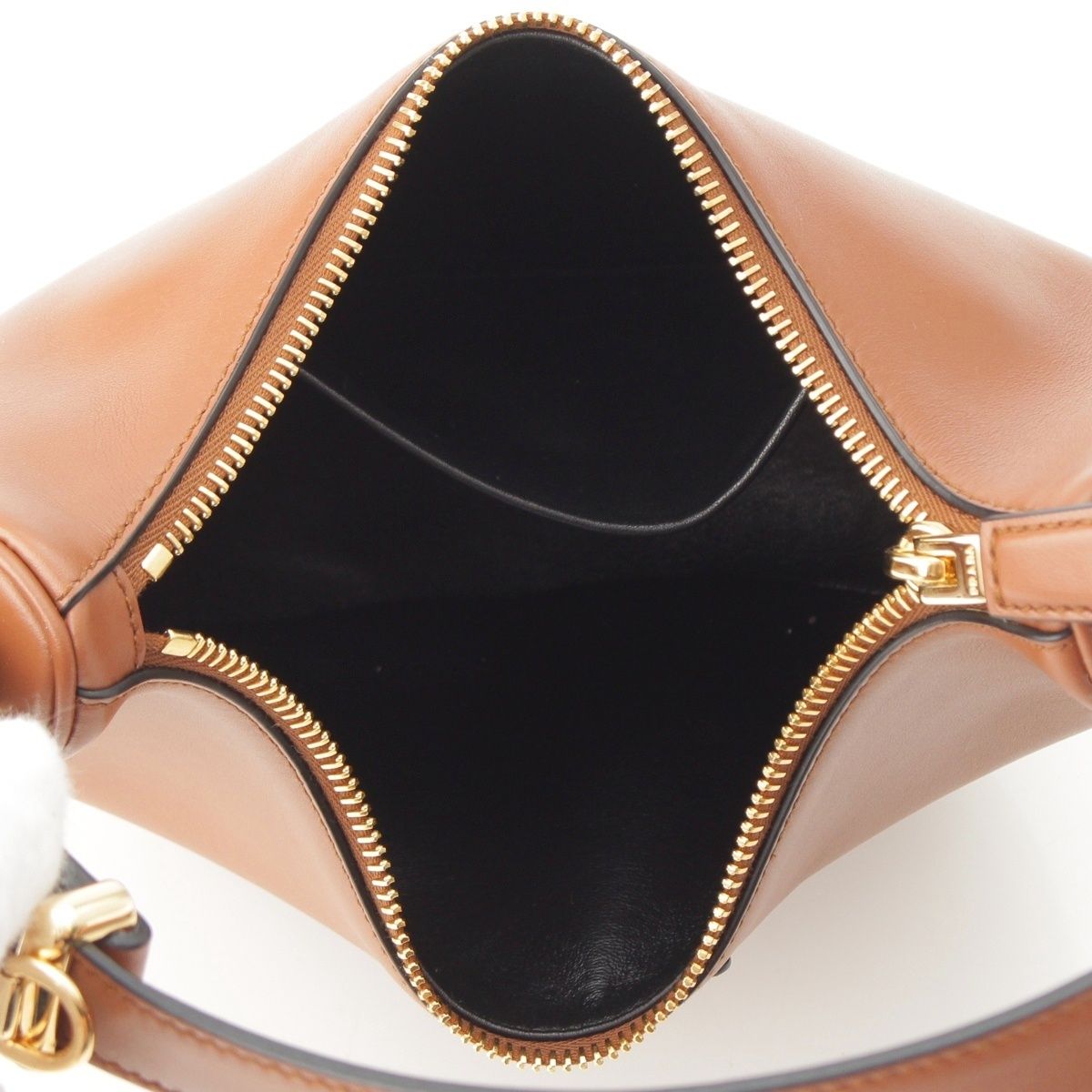 Prada Arque Small Leather 2-Way Handbag Cognac Tan Brown — view 6