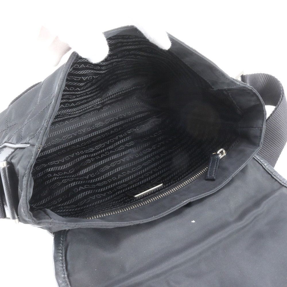 Prada White Tag with Tessuto Nylon Triangle Logo Leather Shoulder Bag — view 7