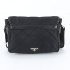 Prada White Tag with Tessuto Nylon Triangle Logo Leather Shoulder Bag — view 3
