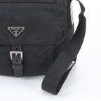Prada White Tag Tessuto Nylon Triangle Logo Leather Shoulder Bag — view 2