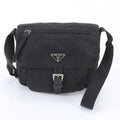 Prada White Tag Tessuto Nylon Triangle Logo Leather Shoulder Bag