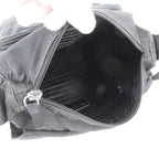 Prada White Tag Tessuto Nylon Triangle Logo Leather Shoulder Bag — view 7