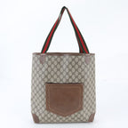 Gucci Vintage GG Supreme Sherry Line Leather Tote Shoulder Business