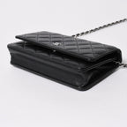 Chanel Wallet Quilted Classic Chain Caviar Leather CC Logo Black Shoulder Bag — view 8