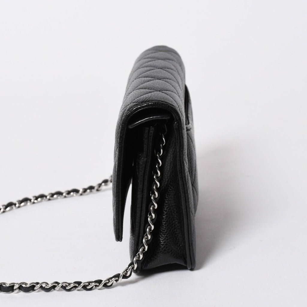 Chanel Wallet Quilted Classic Chain Caviar Leather CC Logo Black Shoulder Bag — view 4