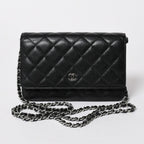 Chanel Wallet Quilted Classic Chain Caviar Leather CC Logo Black Shoulder Bag