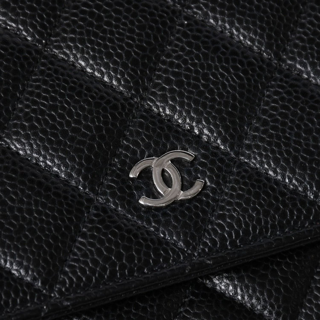 Chanel Wallet Quilted Classic Chain Caviar Leather CC Logo Black Shoulder Bag — view 7