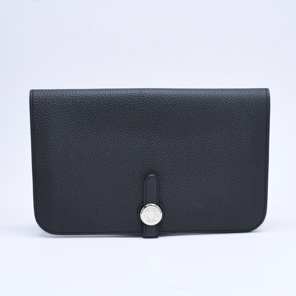 Hermes Dogon GM Bifold Wallet Togo Noir Silver
