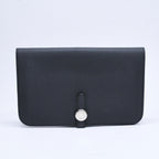 Hermes Dogon GM Bifold Wallet Togo Noir Silver