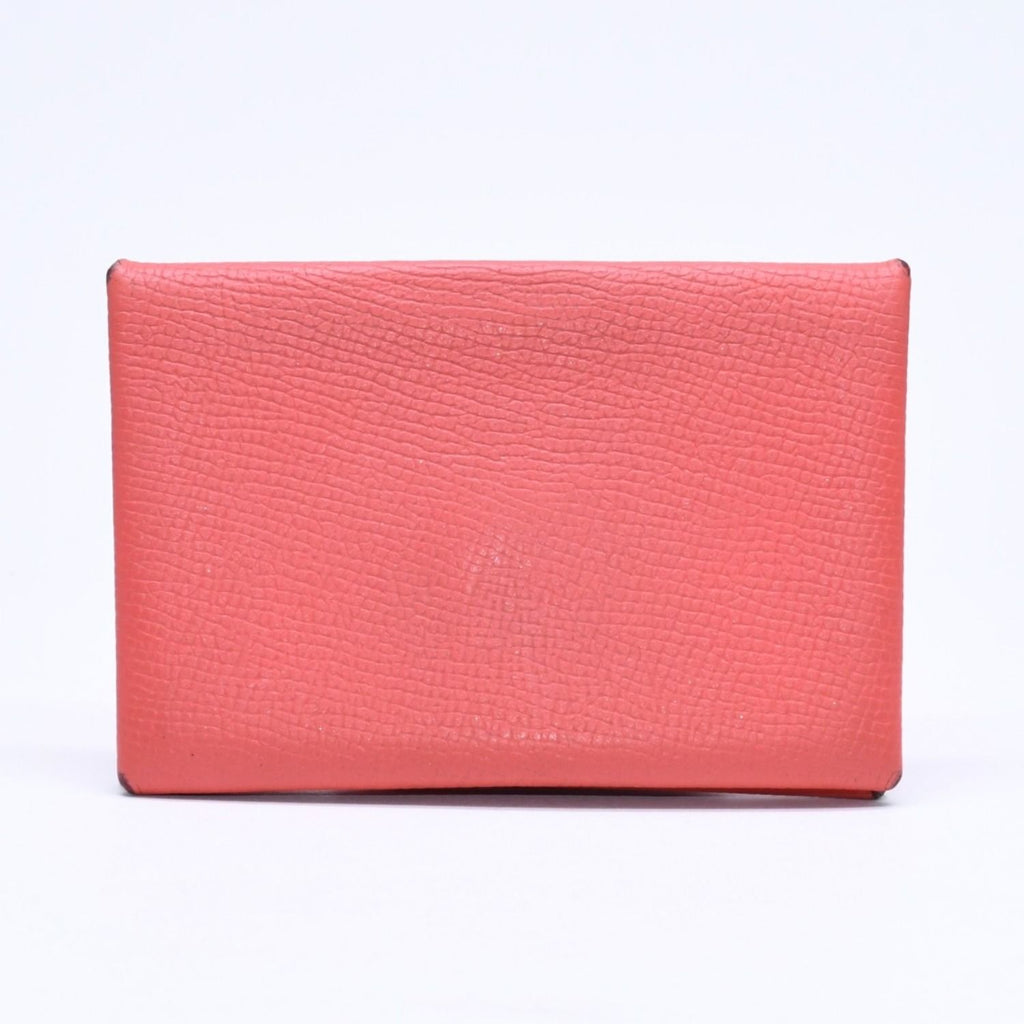 Hermes Calvi Card Case Coin Purse Rose Jaipur Veau Epsom Silver — view 2
