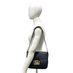 Celine Vintage Carriage Leather Shoulder Bag Pochette Black — view 2