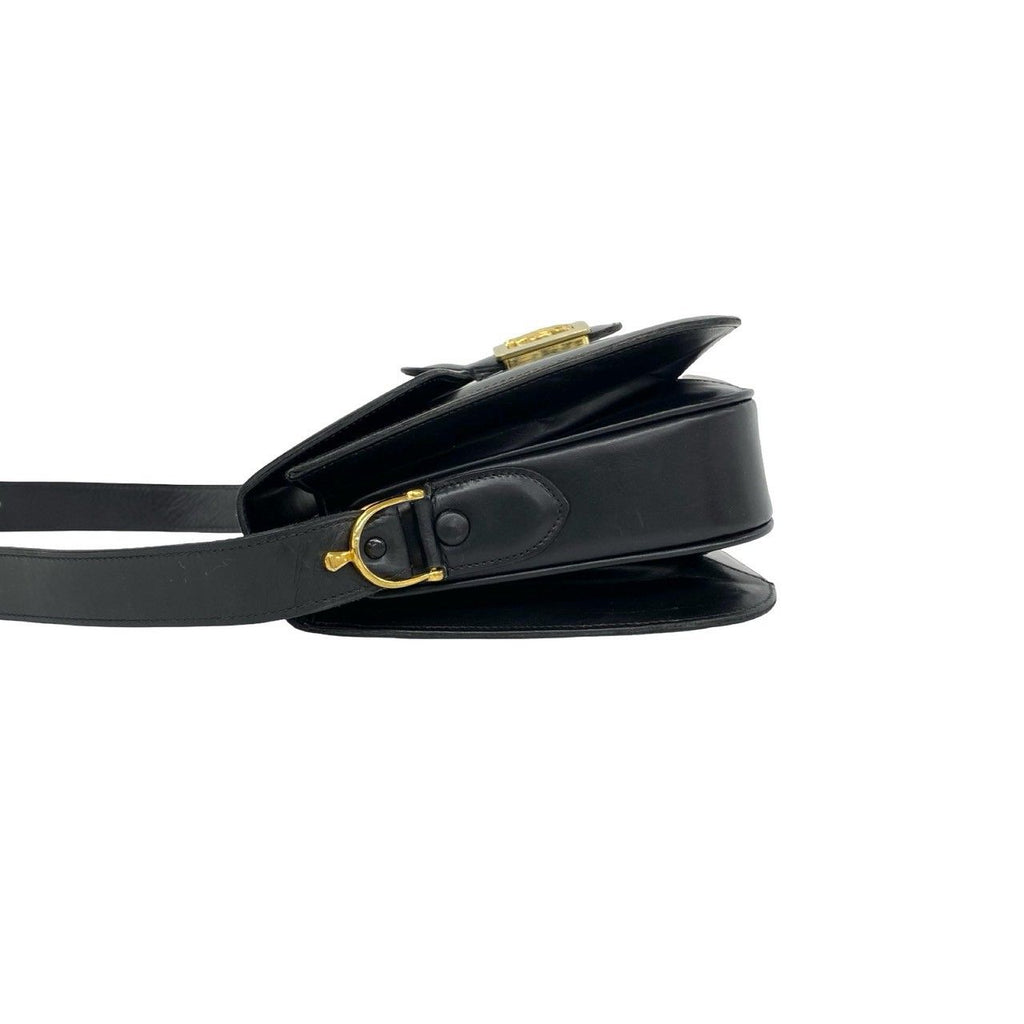Celine Vintage Carriage Leather Shoulder Bag Pochette Black — view 5
